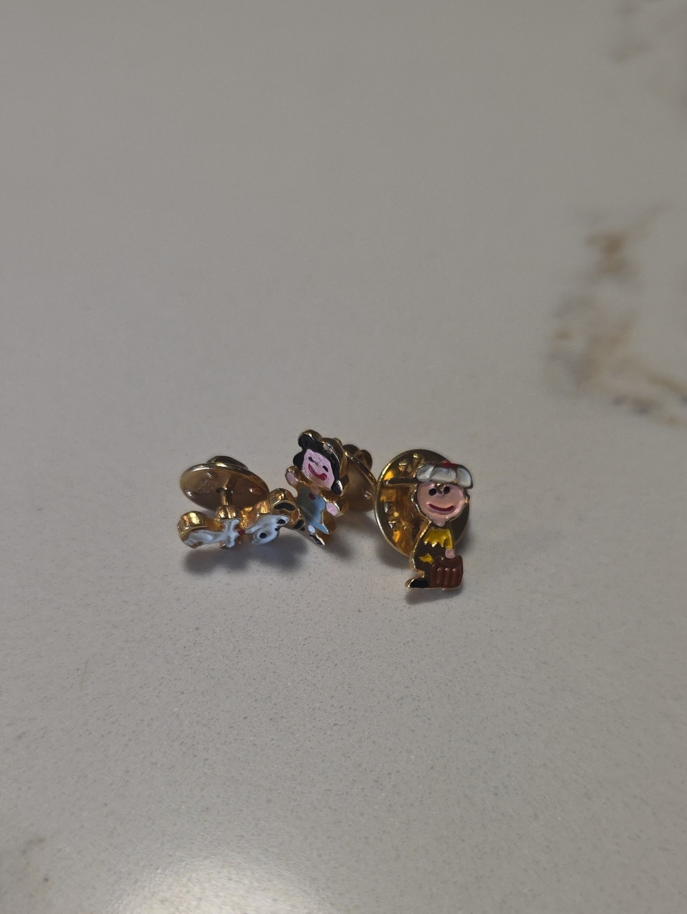 Kids Gold-Tone Cartoon Enamel Lapel Pin Set - Multicolor